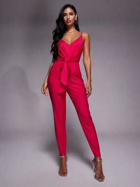 RACHEL Rachel Roy Fuchsia Twist-Front Sleeveless Jumpsuit